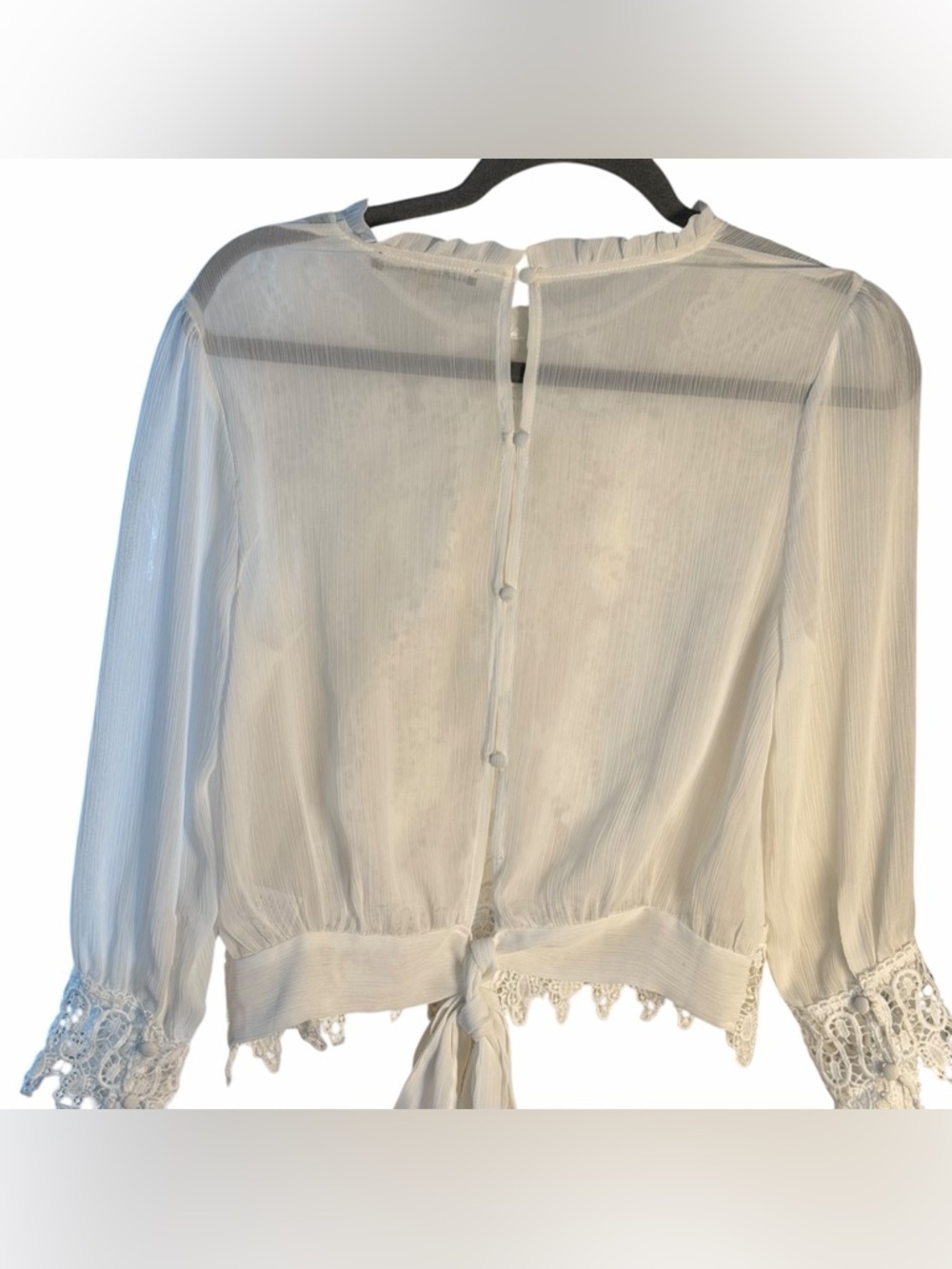 Lulumari White Lace Crochet Peasant Blouse - Picture 2 of 8